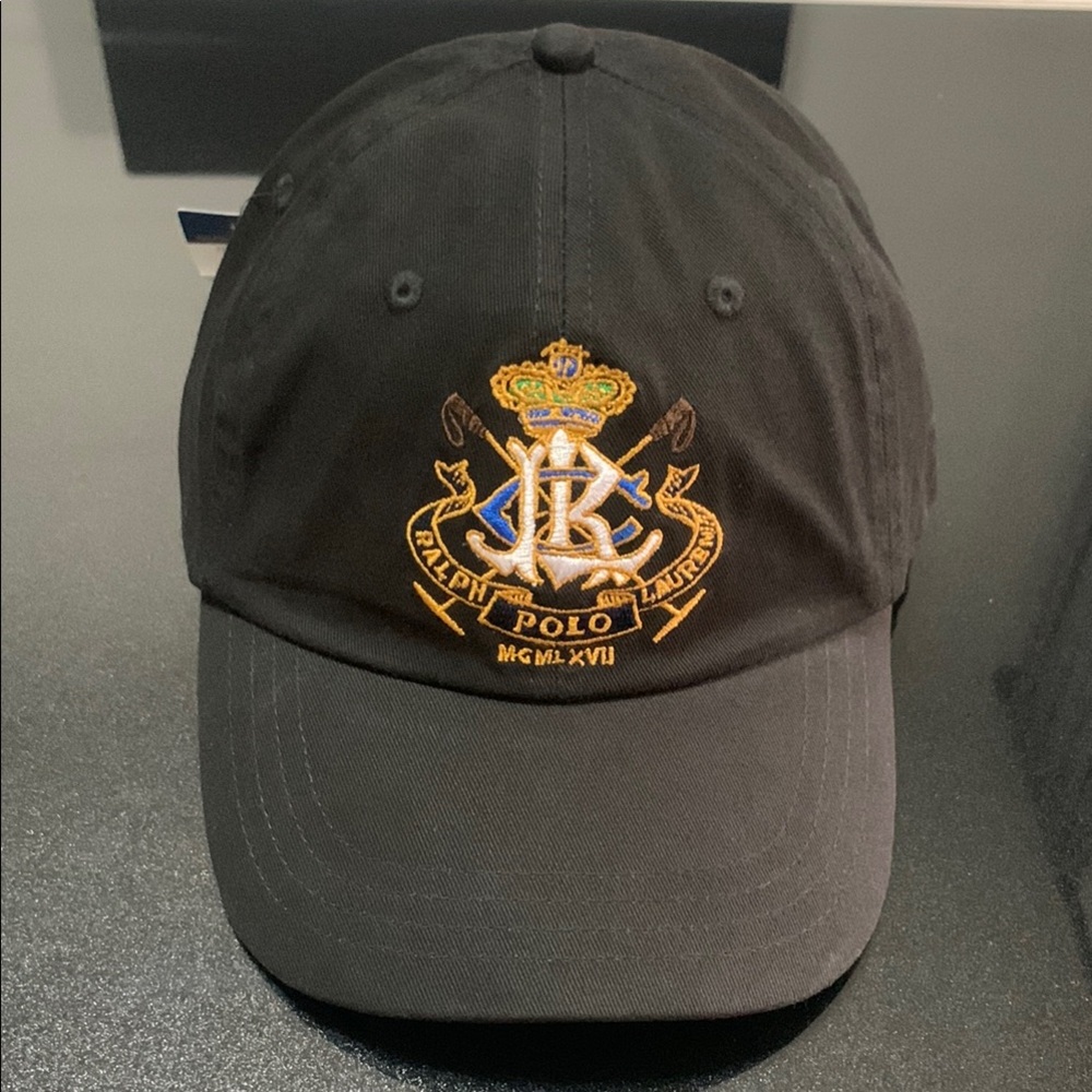 Ralph Lauren Black Cap with Embroidered Crest